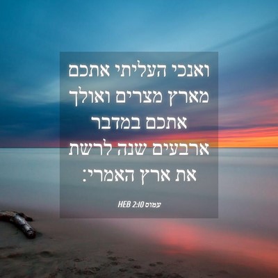 Picture 04 - עמוס 2:10 HEB - ואנכי העליתי אתכם מארץ - Bible Verse Picture
