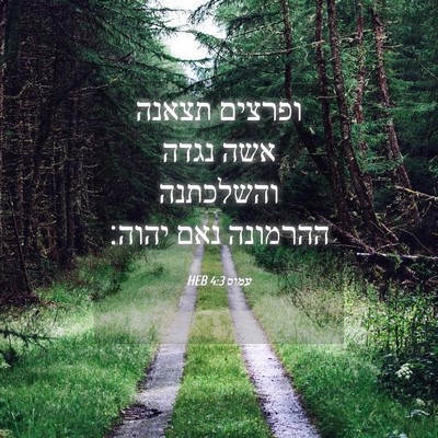 Picture 04 - עמוס 4:3 HEB - ופרצים תצאנה אשה נגדה - Bible Verse Picture