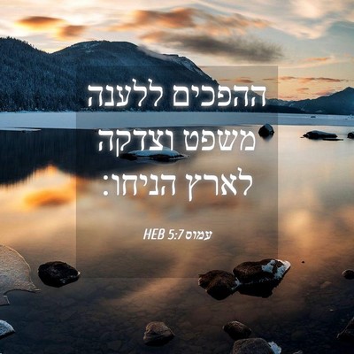 Picture 04 - עמוס 5:7 HEB - ההפכים ללענה משפט וצדקה - Bible Verse Picture