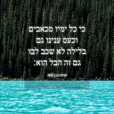 Picture 04 - קהלת 2:23 HEB - כי כל ימיו מכאבים וכעס - Bible Verse Picture