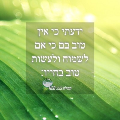 Picture 04 - קהלת 3:12 HEB - ידעתי כי אין טוב בם כי אם - Bible Verse Picture