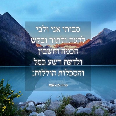 Picture 04 - קהלת 7:25 HEB - סבותי אני ולבי לדעת ולתור - Bible Verse Picture