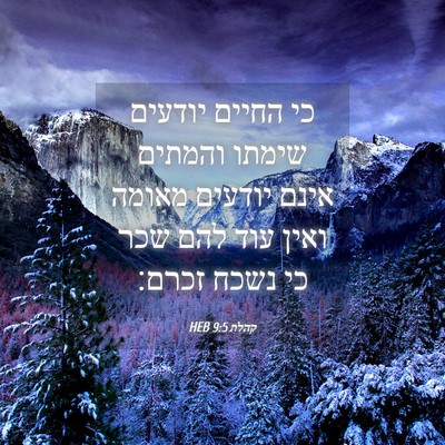 Picture 04 - קהלת 9:5 HEB - כי החיים יודעים שימתו - Bible Verse Picture