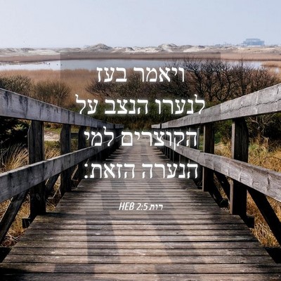 Picture 04 - רות 2:5 HEB - ויאמר בעז לנערו הנצב על - Bible Verse Picture