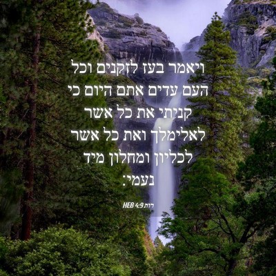 Picture 04 - רות 4:9 HEB - ויאמר בעז לזקנים וכל העם - Bible Verse Picture