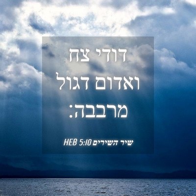 Picture 04 - שיר השירים 5:10 HEB - דודי צח ואדום דגול - Bible Verse Picture