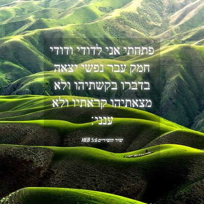 Picture 04 - שיר השירים 5:6 HEB - פתחתי אני לדודי ודודי חמק - Bible Verse Picture