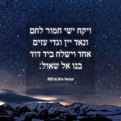 Picture 04 - שמואל א 16:20 HEB - ויקח ישי חמור לחם ונאד יין - Bible Verse Picture