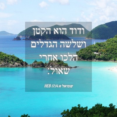 Picture 04 - שמואל א 17:14 HEB - ודוד הוא הקטן ושלשה הגדלים - Bible Verse Picture