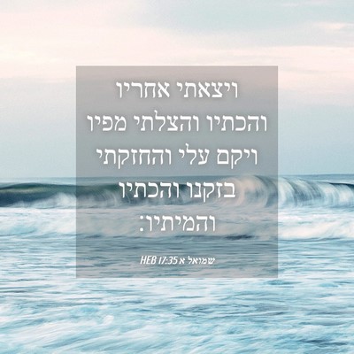 Picture 04 - שמואל א 17:35 HEB - ויצאתי אחריו והכתיו והצלתי - Bible Verse Picture