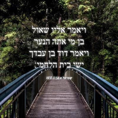 Picture 04 - שמואל א 17:58 HEB - ויאמר אליו שאול בן מי אתה - Bible Verse Picture