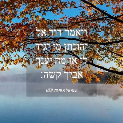 Picture 04 - שמואל א 20:10 HEB - ויאמר דוד אל יהונתן מי יגיד - Bible Verse Picture