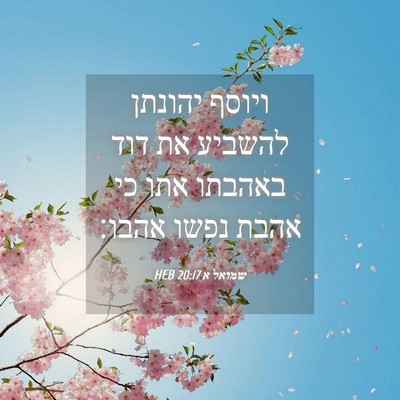 Picture 04 - שמואל א 20:17 HEB - ויוסף יהונתן להשביע את דוד - Bible Verse Picture