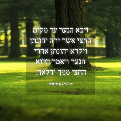 Picture 04 - שמואל א 20:37 HEB - ויבא הנער עד מקום החצי אשר - Bible Verse Picture