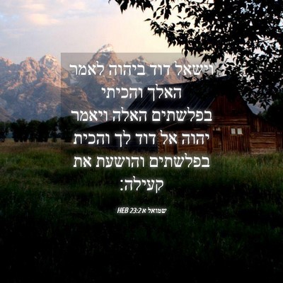 Picture 04 - שמואל א 23:2 HEB - וישאל דוד ביהוה לאמר האלך - Bible Verse Picture