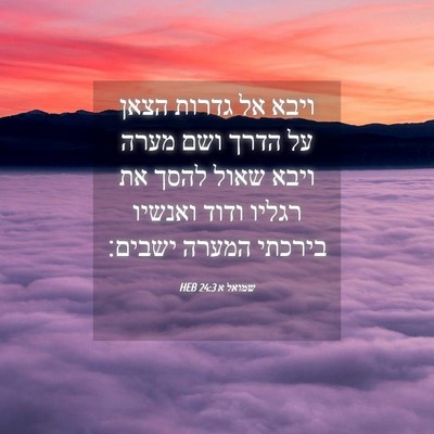 Picture 04 - שמואל א 24:3 HEB - ויבא אל גדרות הצאן על הדרך - Bible Verse Picture