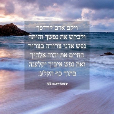 Picture 04 - שמואל א 25:29 HEB - ויקם אדם לרדפך ולבקש את - Bible Verse Picture