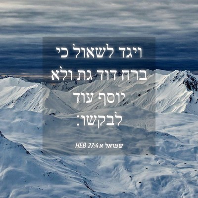 Picture 04 - שמואל א 27:4 HEB - ויגד לשאול כי ברח דוד גת - Bible Verse Picture