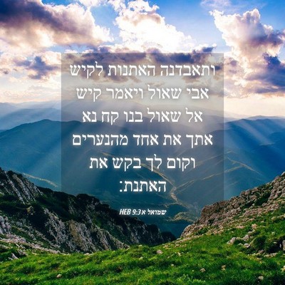 Picture 04 - שמואל א 9:3 HEB - ותאבדנה האתנות לקיש אבי - Bible Verse Picture