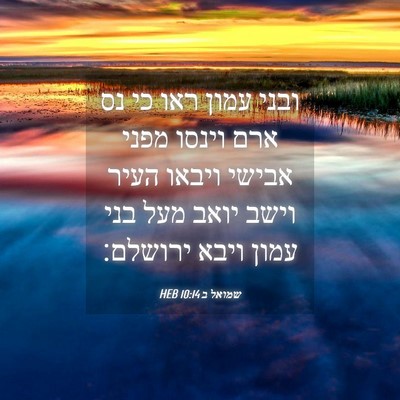Picture 04 - שמואל ב 10:14 HEB - ובני עמון ראו כי נס ארם - Bible Verse Picture