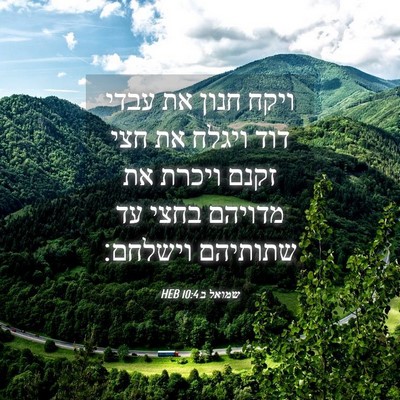 Picture 04 - שמואל ב 10:4 HEB - ויקח חנון את עבדי דוד ויגלח - Bible Verse Picture