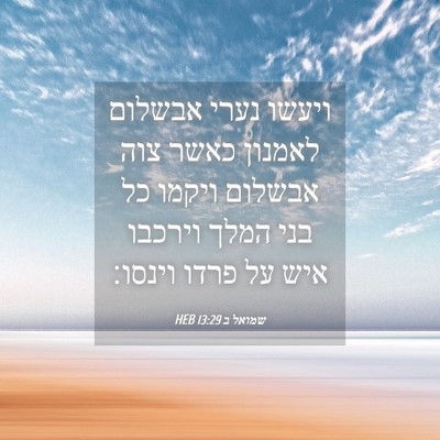 Picture 04 - שמואל ב 13:29 HEB - ויעשו נערי אבשלום לאמנון - Bible Verse Picture