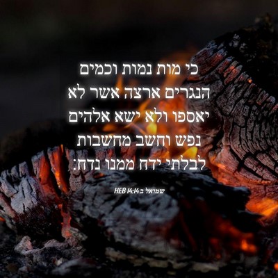 Picture 04 - שמואל ב 14:14 HEB - כי מות נמות וכמים הנגרים - Bible Verse Picture
