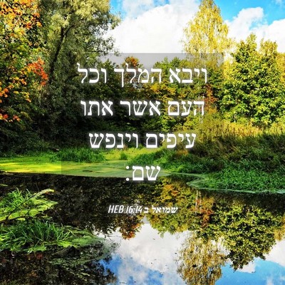 Picture 04 - שמואל ב 16:14 HEB - ויבא המלך וכל העם אשר אתו - Bible Verse Picture