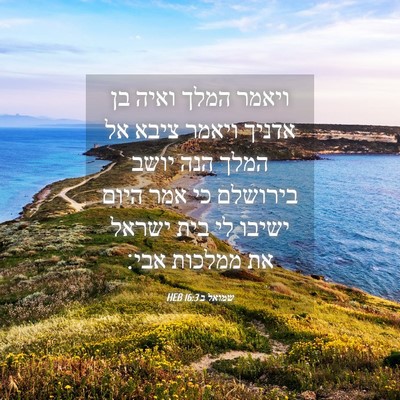 Picture 04 - שמואל ב 16:3 HEB - ויאמר המלך ואיה בן אדניך - Bible Verse Picture
