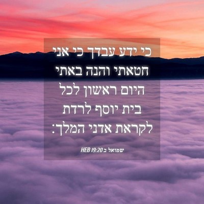 Picture 04 - שמואל ב 19:20 HEB - כי ידע עבדך כי אני חטאתי - Bible Verse Picture