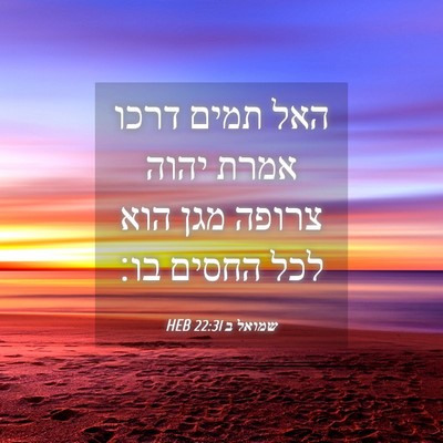 Picture 04 - שמואל ב 22:31 HEB - האל תמים דרכו אמרת יהוה - Bible Verse Picture
