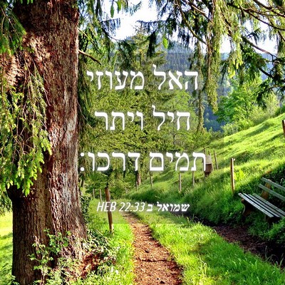 Picture 04 - שמואל ב 22:33 HEB - האל מעוזי חיל ויתר תמים - Bible Verse Picture