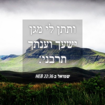 Picture 04 - שמואל ב 22:36 HEB - ותתן לי מגן ישעך וענתך - Bible Verse Picture