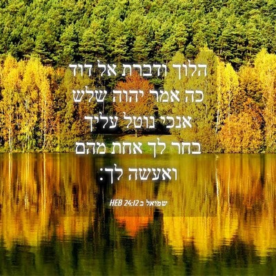 Picture 04 - שמואל ב 24:12 HEB - הלוך ודברת אל דוד כה אמר - Bible Verse Picture