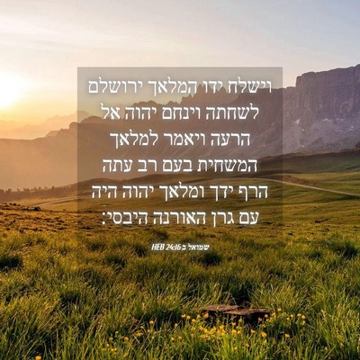 Picture 04 - שמואל ב 24:16 HEB - וישלח ידו המלאך ירושלם - Bible Verse Picture