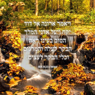 Picture 04 - שמואל ב 24:22 HEB - ויאמר ארונה אל דוד יקח ויעל - Bible Verse Picture