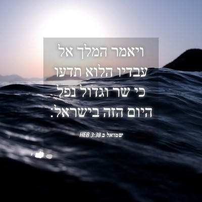 Picture 04 - שמואל ב 3:38 HEB - ויאמר המלך אל עבדיו הלוא - Bible Verse Picture