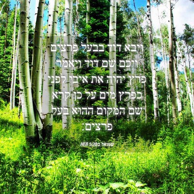 Picture 04 - שמואל ב 5:20 HEB - ויבא דוד בבעל פרצים ויכם שם - Bible Verse Picture