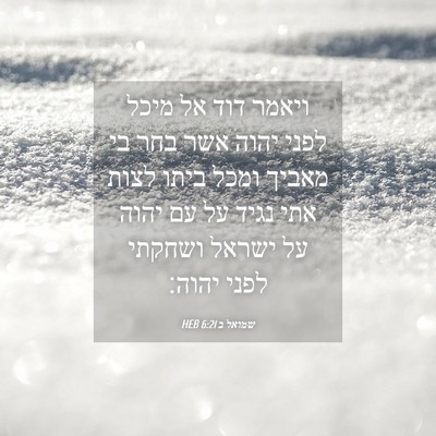 Picture 04 - שמואל ב 6:21 HEB - ויאמר דוד אל מיכל לפני יהוה - Bible Verse Picture