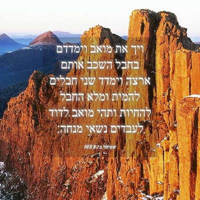 Picture 04 - שמואל ב 8:2 HEB - ויך את מואב וימדדם בחבל - Bible Verse Picture
