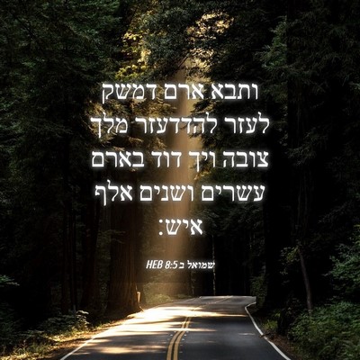 Picture 04 - שמואל ב 8:5 HEB - ותבא ארם דמשק לעזר להדדעזר - Bible Verse Picture