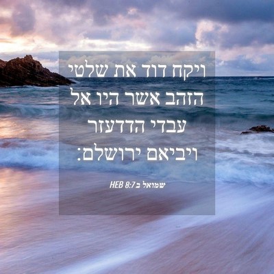 Picture 04 - שמואל ב 8:7 HEB - ויקח דוד את שלטי הזהב אשר - Bible Verse Picture