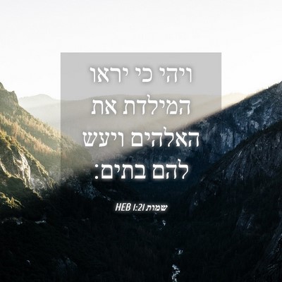 Picture 04 - שמות 1:21 HEB - ויהי כי יראו המילדת את - Bible Verse Picture