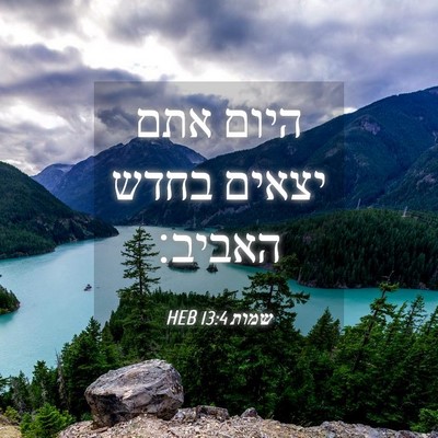 Picture 04 - שמות 13:4 HEB - היום אתם יצאים בחדש - Bible Verse Picture