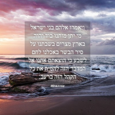 Picture 04 - שמות 16:3 HEB - ויאמרו אלהם בני ישראל מי - Bible Verse Picture