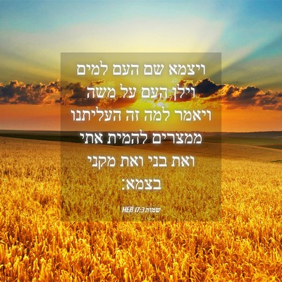 Picture 04 - שמות 17:3 HEB - ויצמא שם העם למים וילן העם - Bible Verse Picture