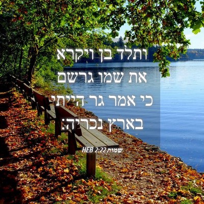Picture 04 - שמות 2:22 HEB - ותלד בן ויקרא את שמו גרשם - Bible Verse Picture