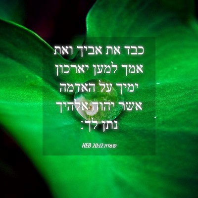 Picture 04 - שמות 20:12 HEB - כבד את אביך ואת אמך למען - Bible Verse Picture