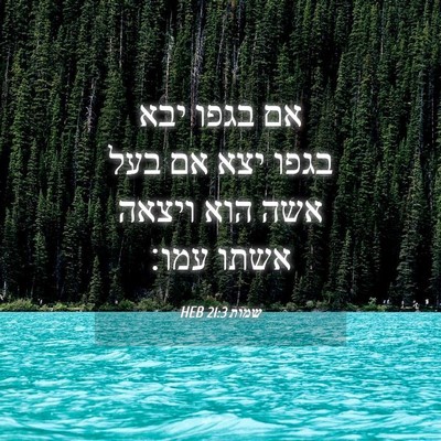 Picture 04 - שמות 21:3 HEB - אם בגפו יבא בגפו יצא אם בעל - Bible Verse Picture