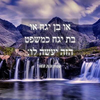 Picture 04 - שמות 21:31 HEB - או בן יגח או בת יגח כמשפט - Bible Verse Picture